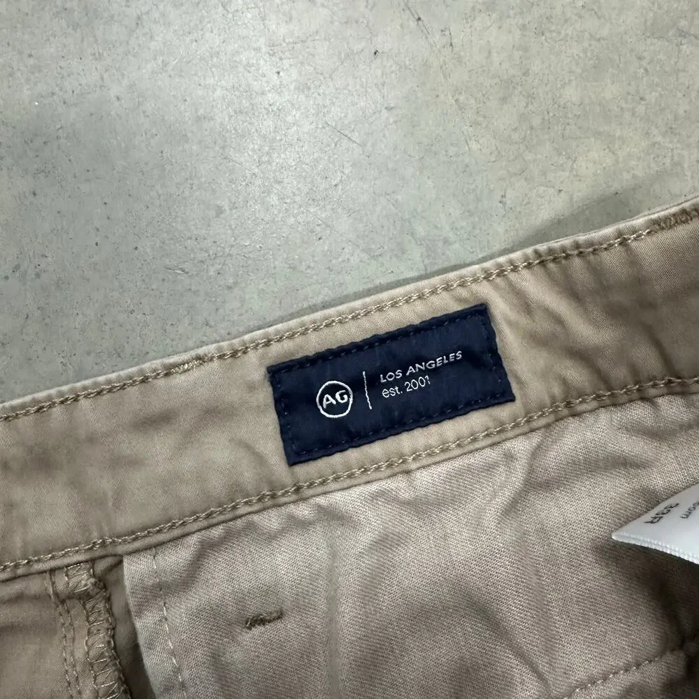 AG Adriano Goldschmied Griffin Tailored Shorts Size 33R Khaki Tan Stretch